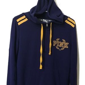 Victoria's Secret Pink Navy Blue and Yellow Hoodie